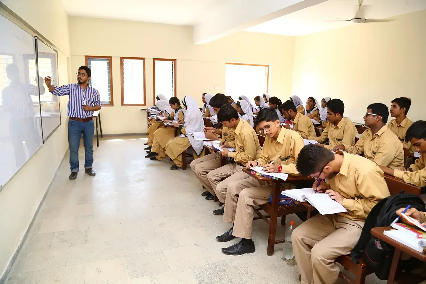 Students and teacher in a classroom
